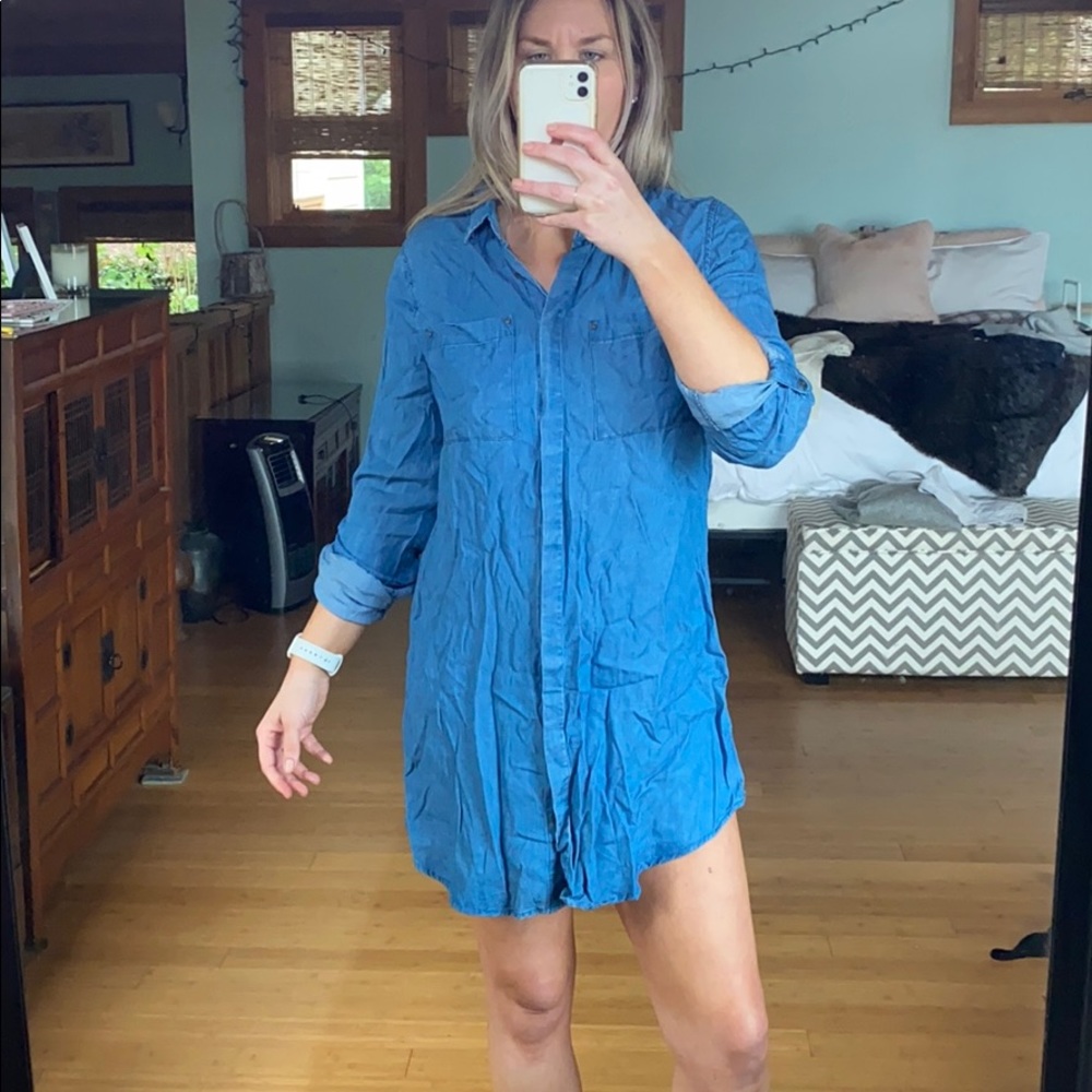 Lulus chambray button up mini dress